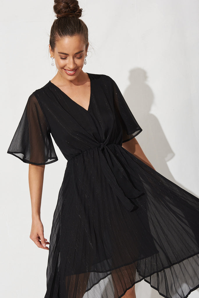 Blakely Dress In Black Lurex Chiffon – St Frock