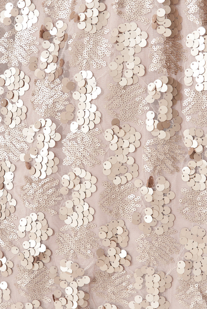 Chandelier Sequin Dress In Matte Gold - fabric