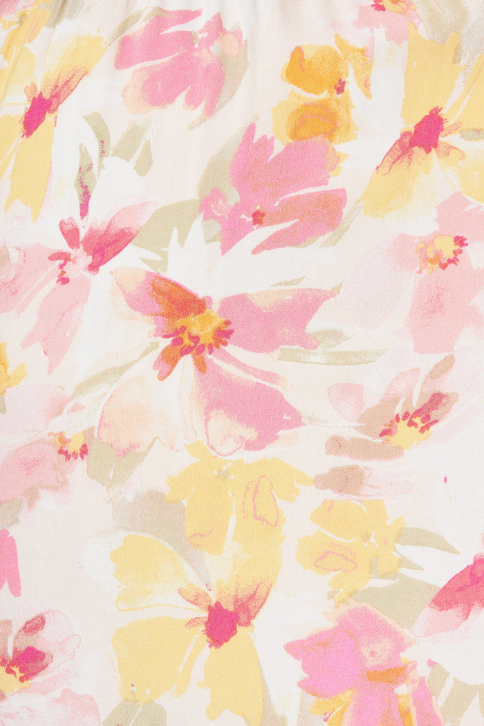 Marano Maxi Dress In White With Yellow Floral - fabric