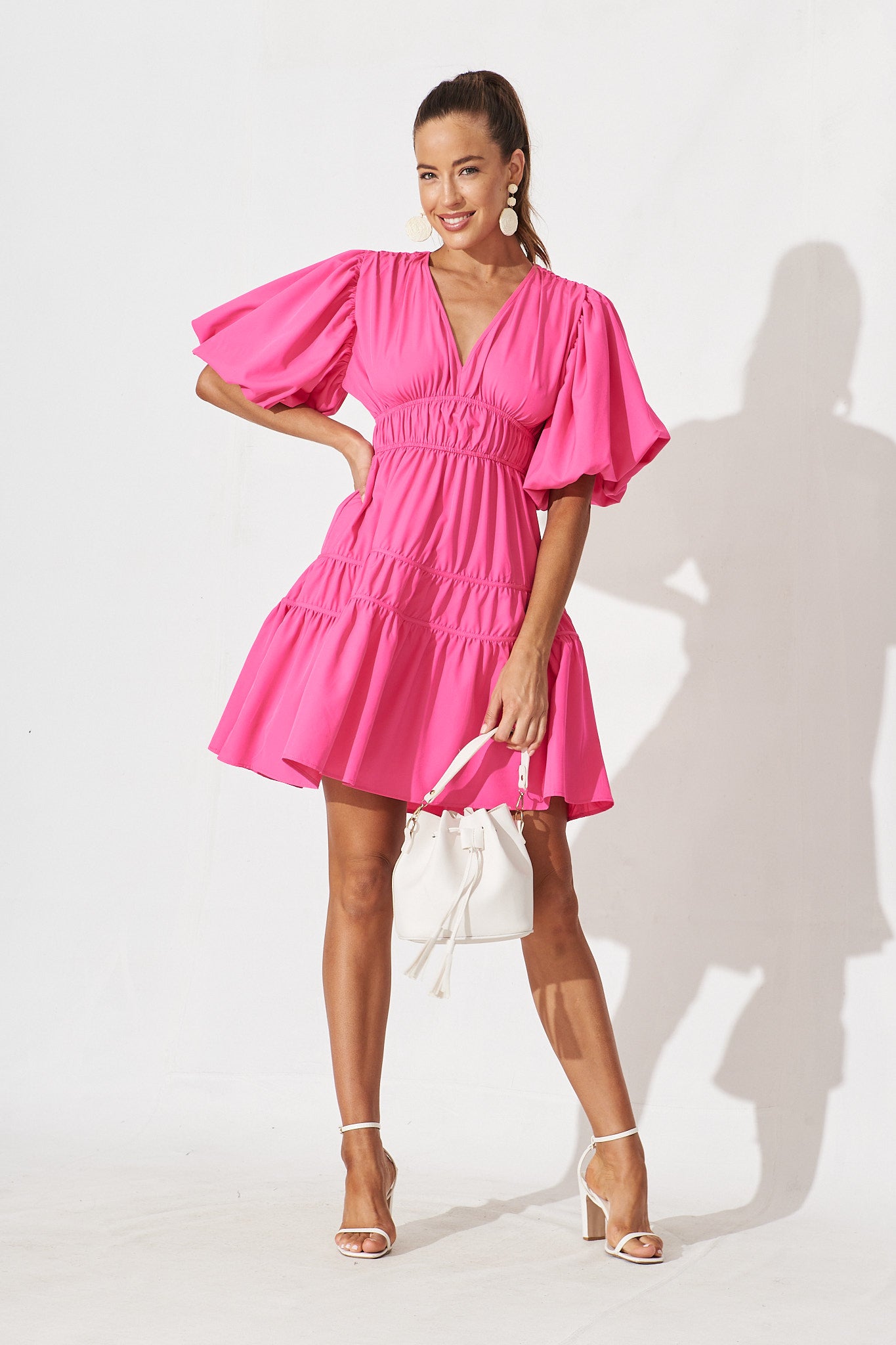 Amarini Dress In Hot Pink - full length