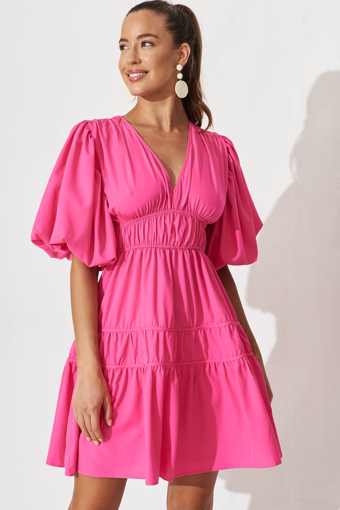 Amarini Dress In Hot Pink - front