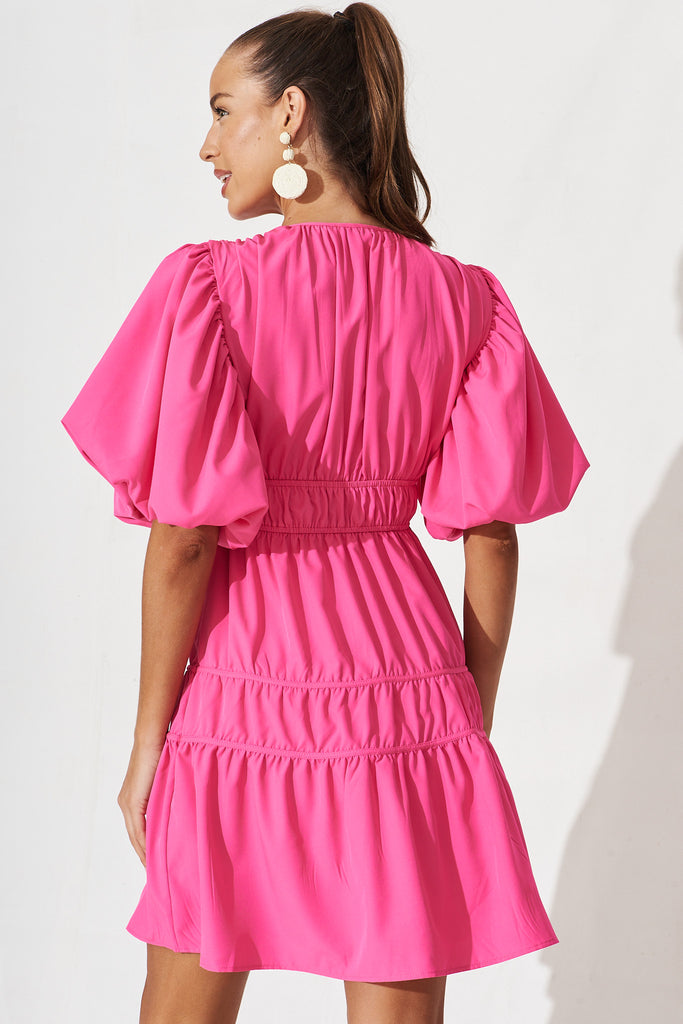 Amarini Dress In Hot Pink - back