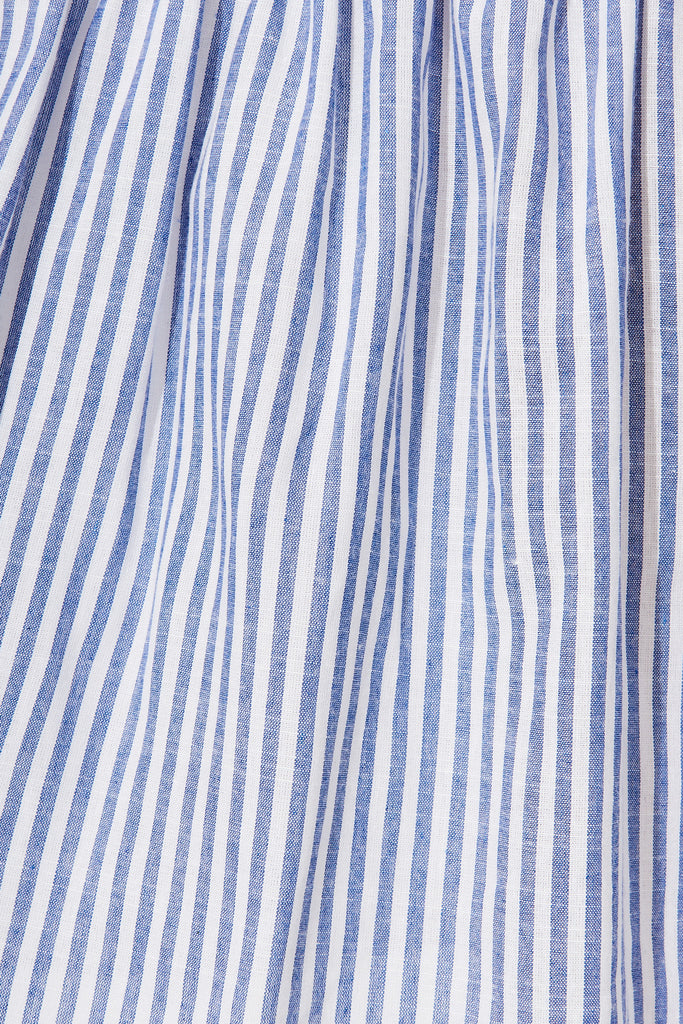 Gwennie Midi Shirt Dress In Blue And White Stripe Cotton - fabric
