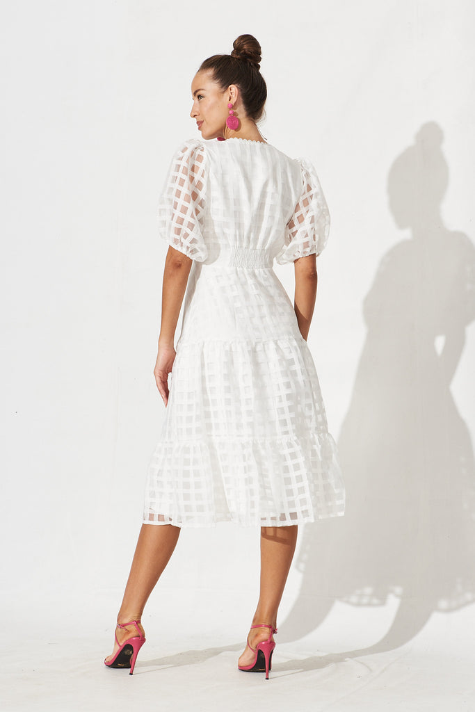 Junee Midi Dress In Junee Midi Dress In White Organza - back