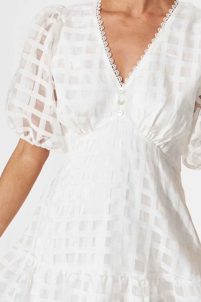 Junee Midi Dress In Junee Midi Dress In White Organza - detail