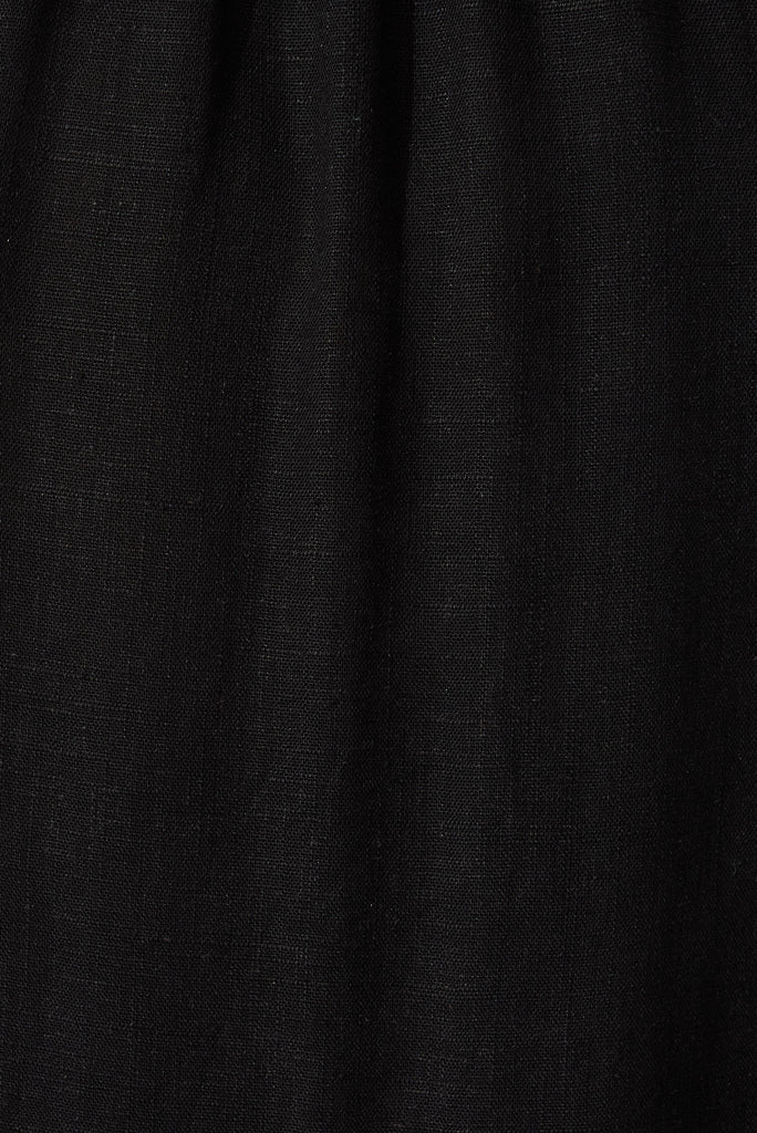 Heather Midi Dress In Black Linen Blend - fabric