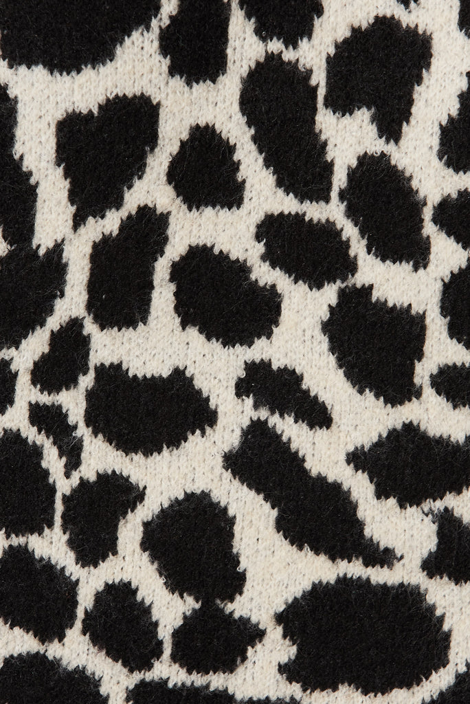 Ruthford Knit In Black Leopard Wool Blend - fabric