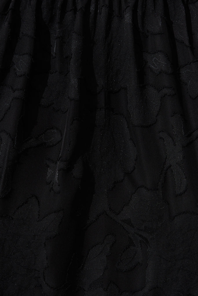 Brittney Maxi Dress In Black Burnout Chiffon - fabric