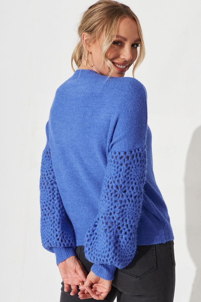 Wanstead Knit In Blue Wool Blend - back