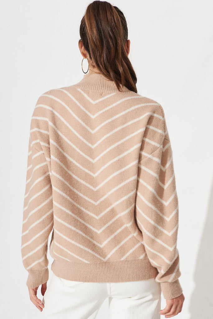 Dalston Knit In Brown Chevron Wool Blend - back