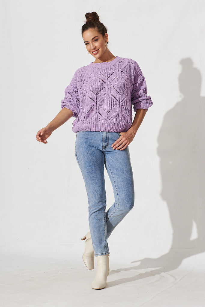 Finchley Knit In Lilac Chevron Chenille - full length