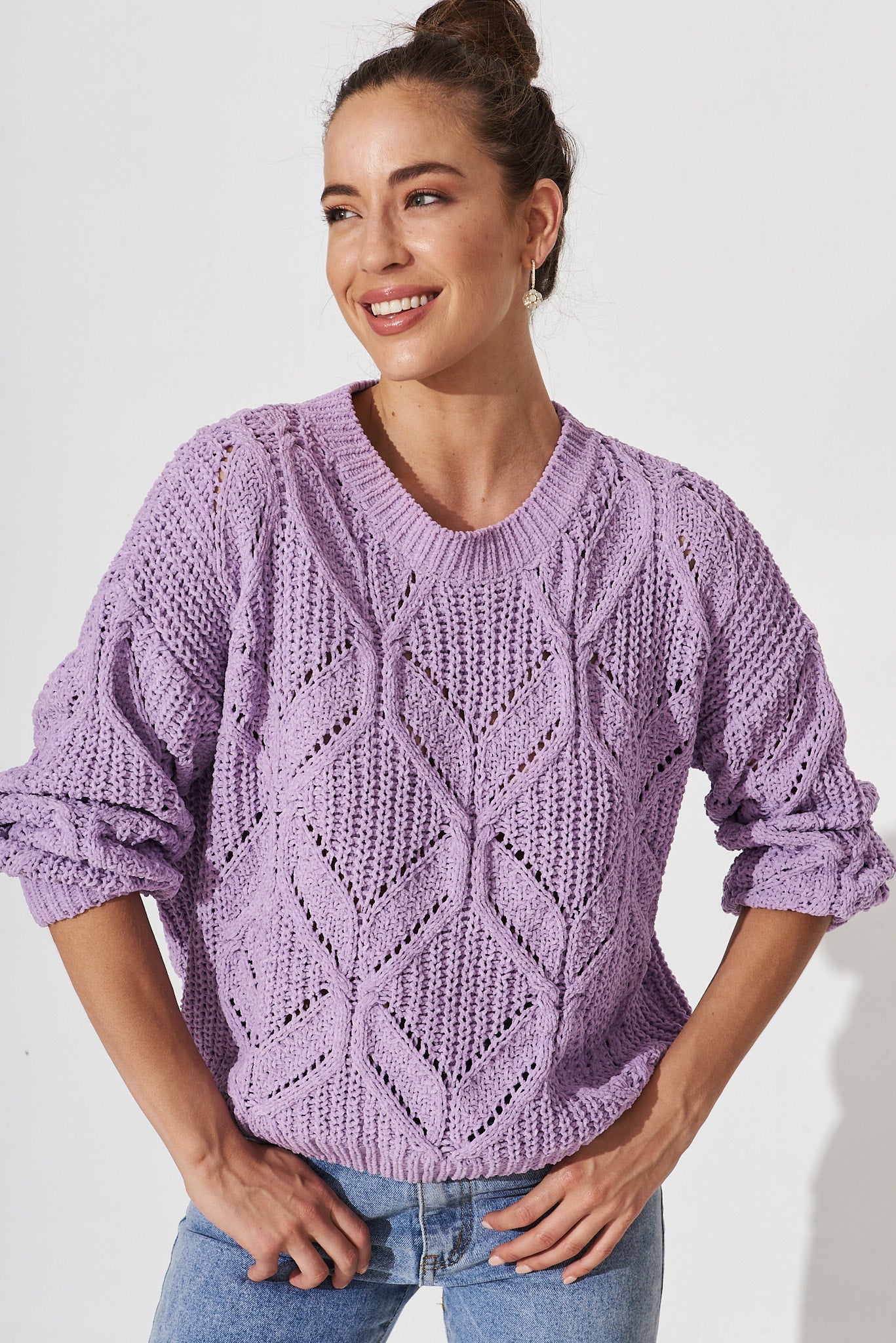 Finchley Knit In Lilac Chevron Chenille - detail