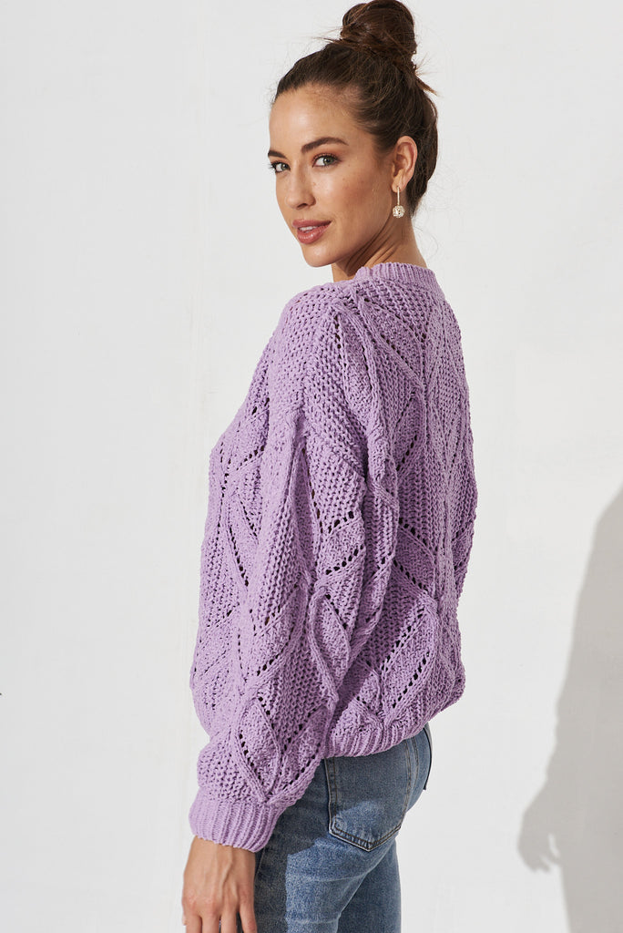 Finchley Knit In Lilac Chevron Chenille - side