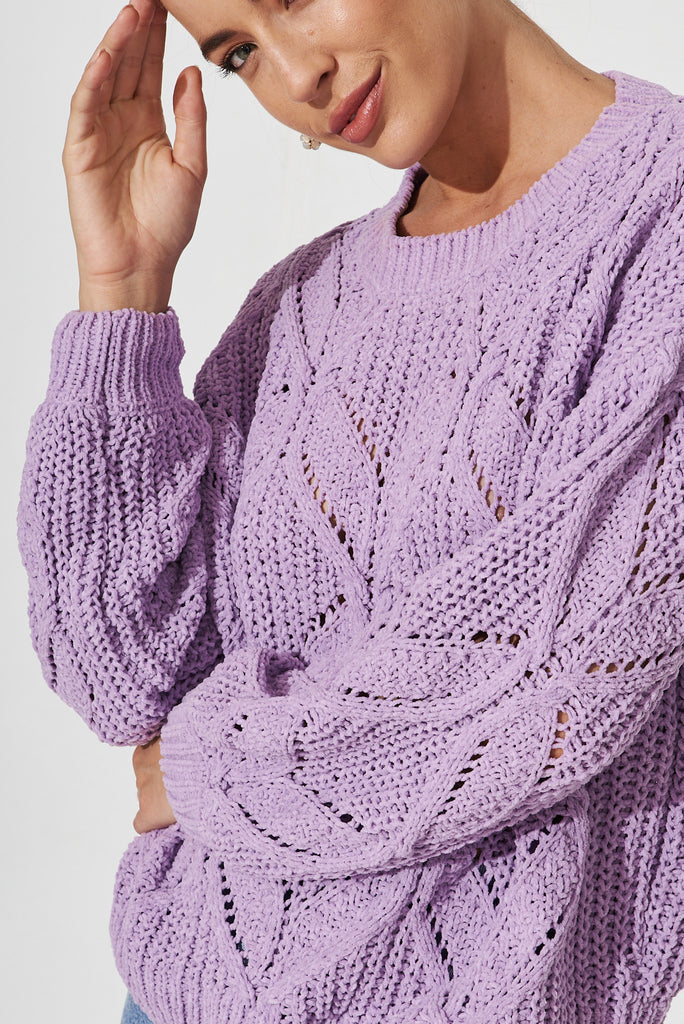 Finchley Knit In Lilac Chevron Chenille - detail
