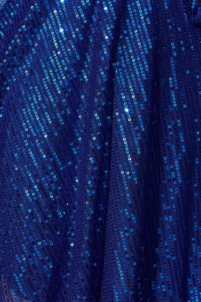 Amoretto Sequin Dress In Blue - fabric