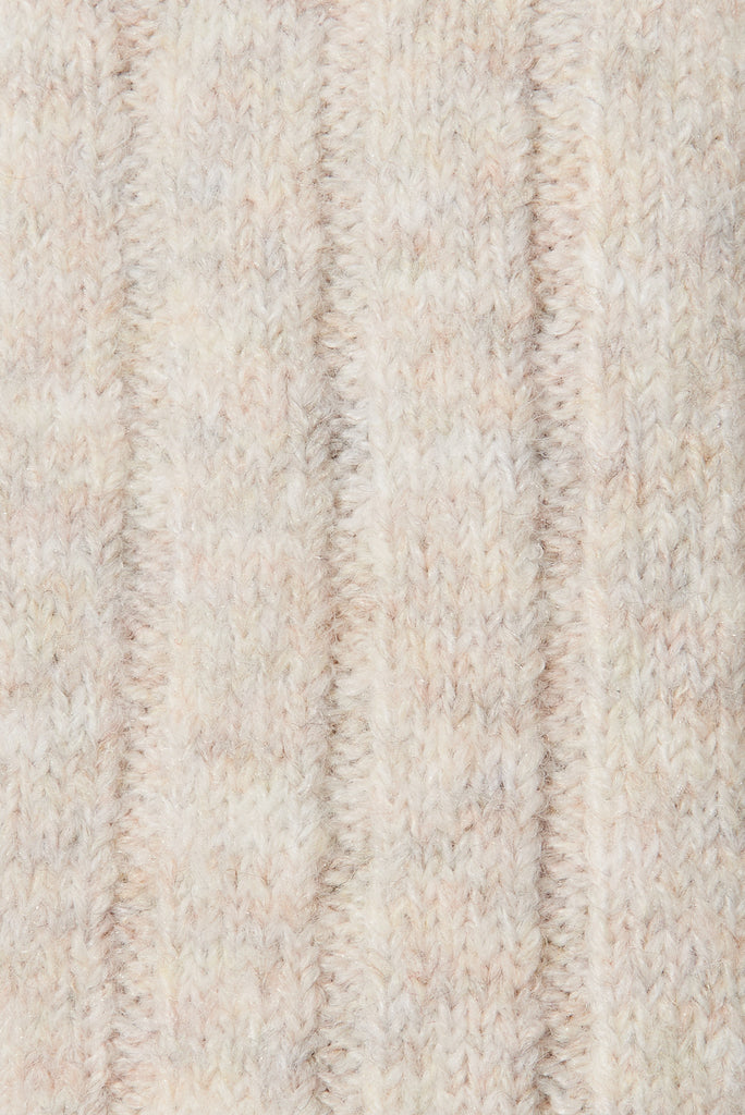 Kingsdene Knit Cardigan In Beige Marle Wool Blend - fabric