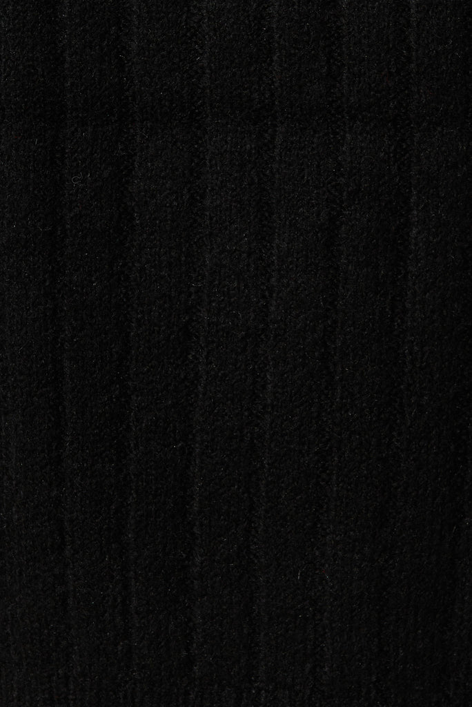 Kingsdene Knit Cardigan In Black Wool Blend - fabric