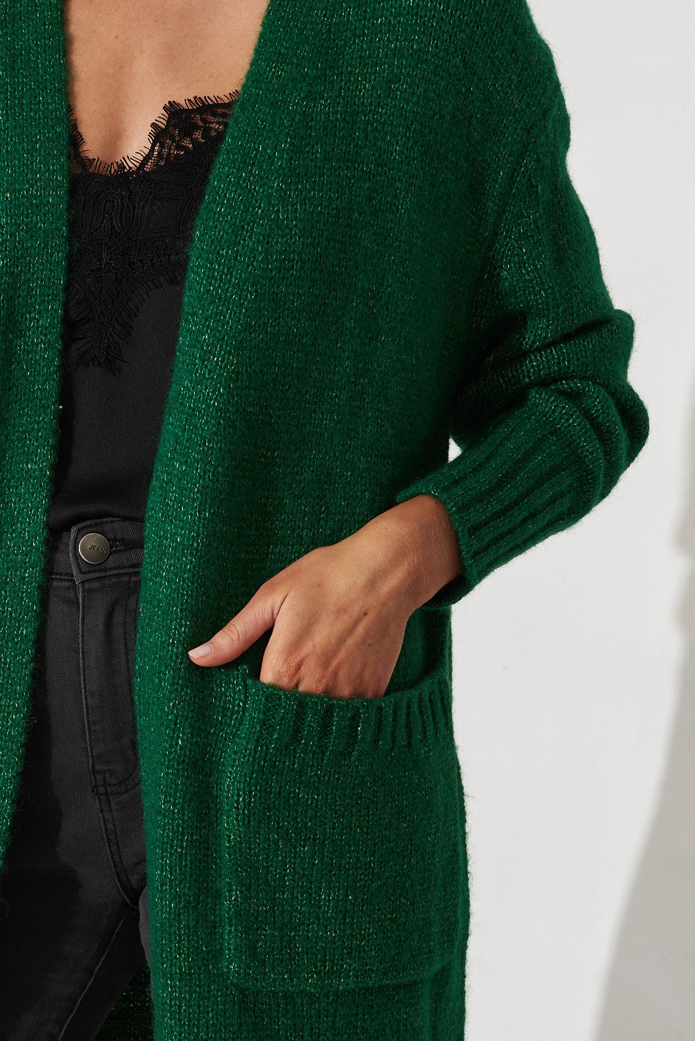 Colindale Knit Cardigan In Emerald Green Wool Blend – St Frock
