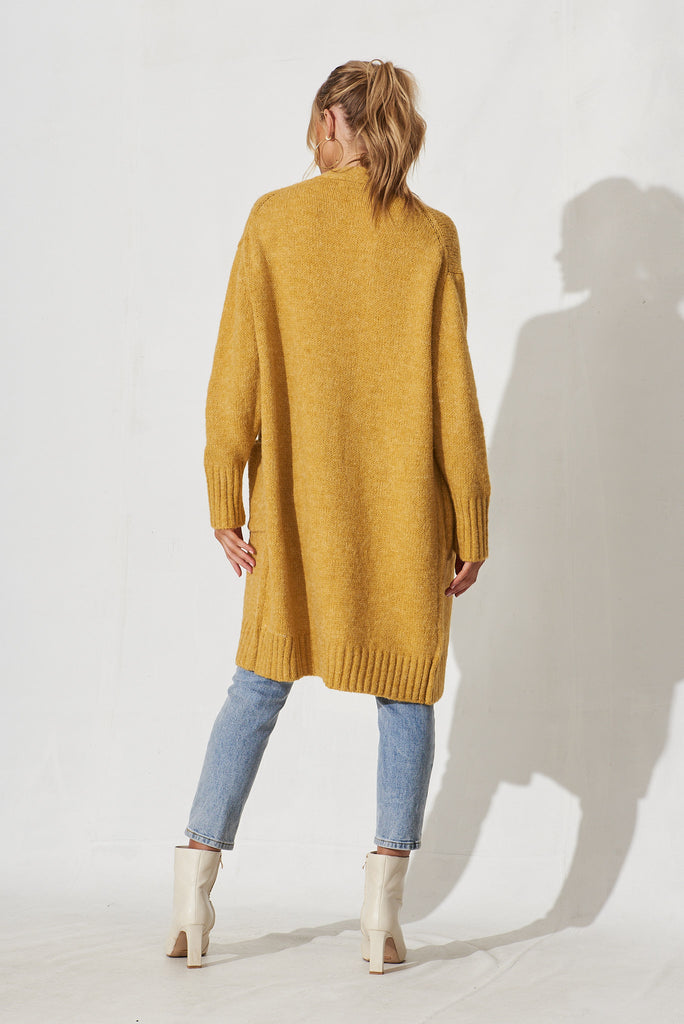 Colindale Knit Cardigan In Mustard Wool Blend - back