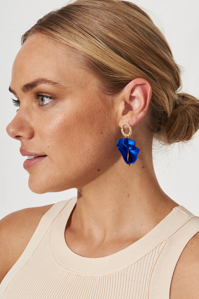 August + Delilah Gallant Earrings In Cobalt Blue - side
