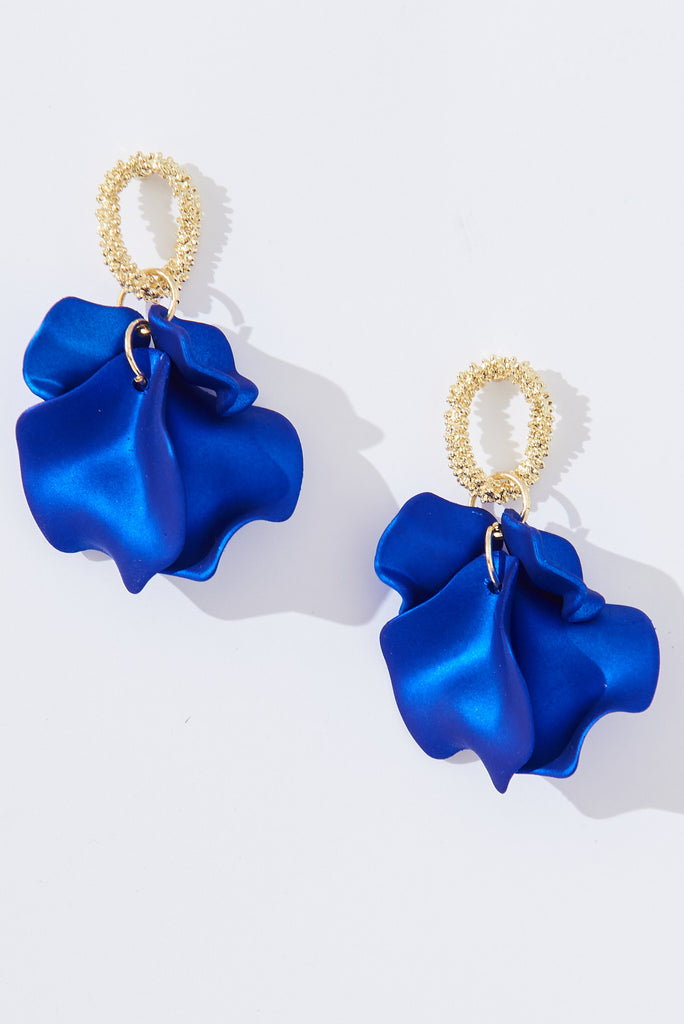 August + Delilah Gallant Earrings In Cobalt Blue - front