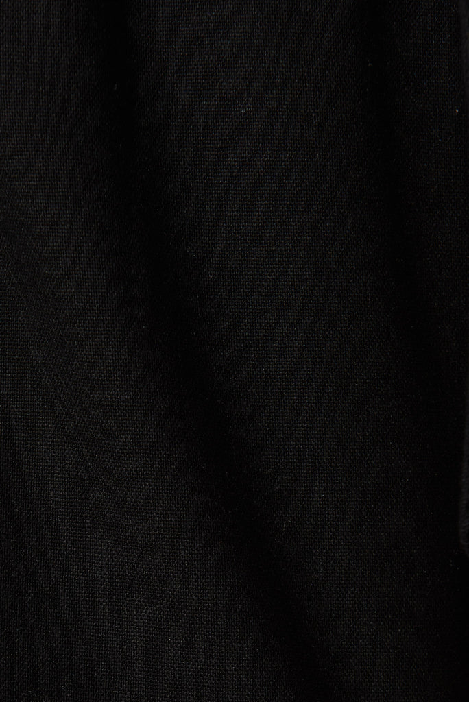 Huskisson Shorts In Black Linen Blend - fabric