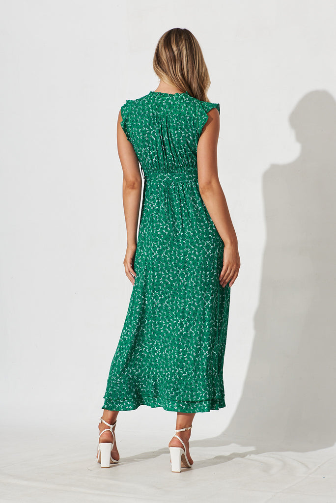 Wolverhampton Maxi Dress In Green With White Floral - back