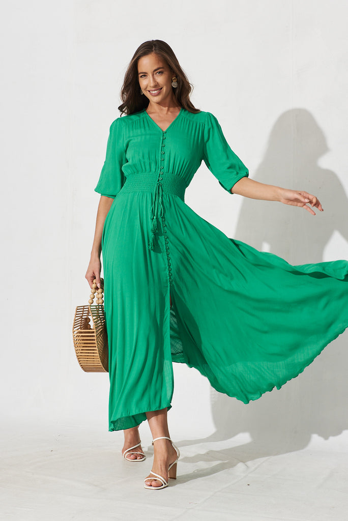 Selena Maxi Dress In Green - full length