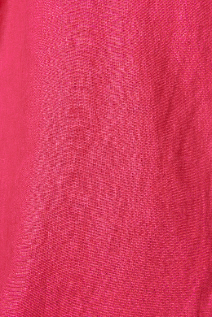 Azzurra Top In Hot Pink Linen - fabric