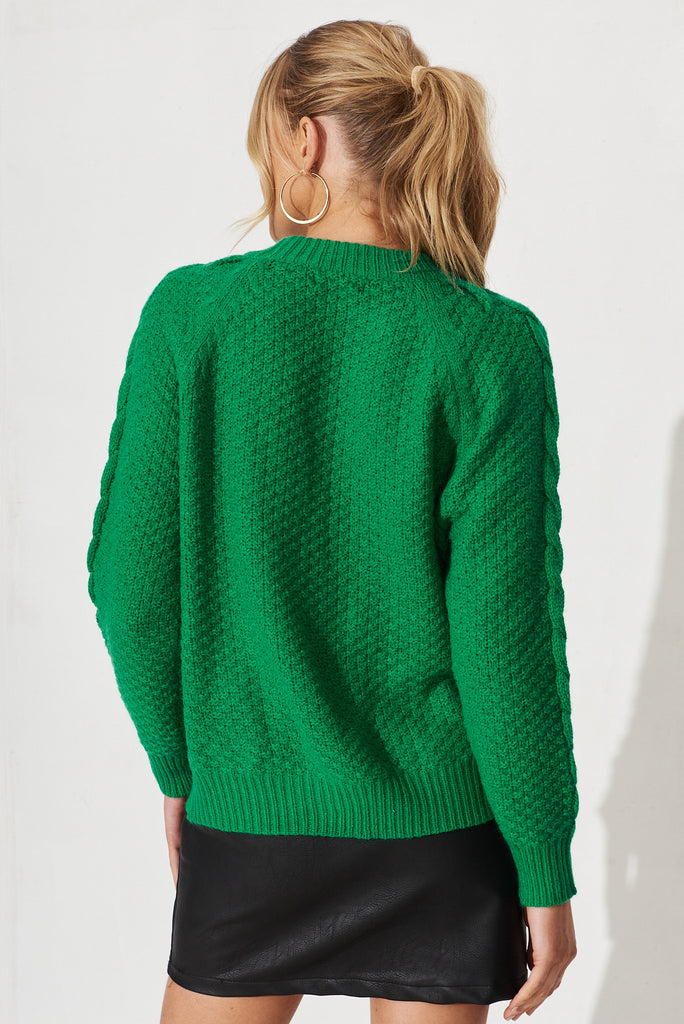 Elba Knit In Green Wool Blend - back