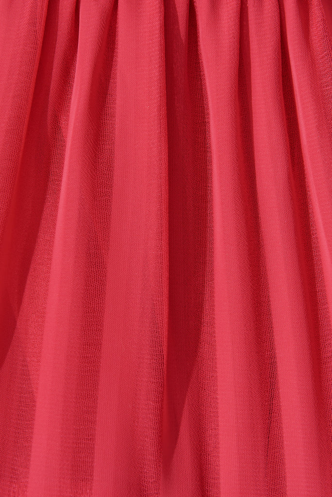 Modica Midi Dress In Hot Pink Chiffon - fabric