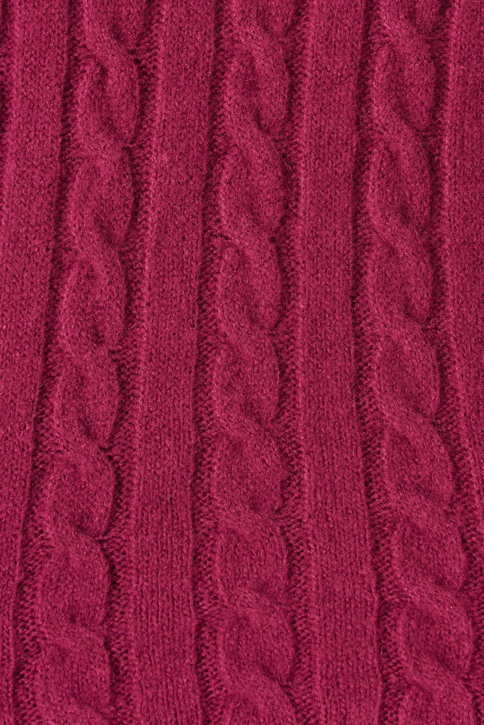 Tanna Zip Knit In Magenta Wool Blend - fabric