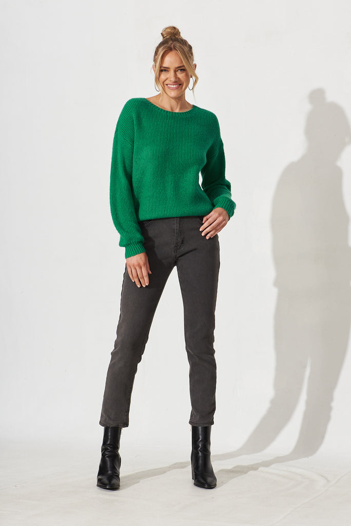 Valeria Knit In Emerald Wool Blend - full length