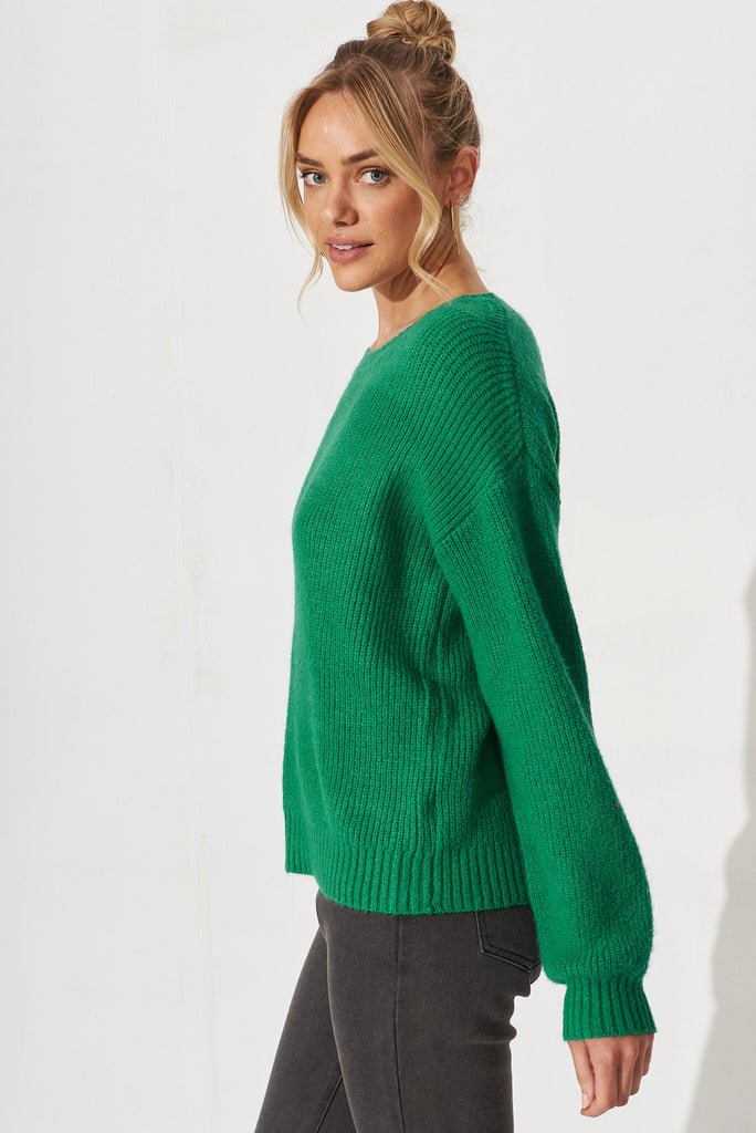 Valeria Knit In Emerald Wool Blend - side