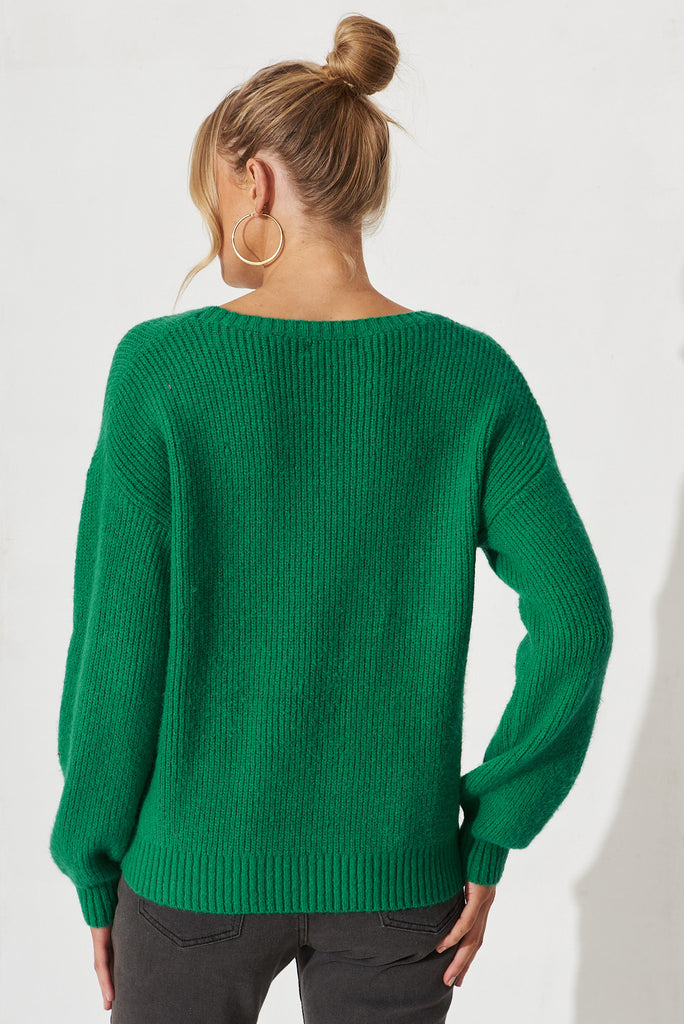 Valeria Knit In Emerald Wool Blend - back