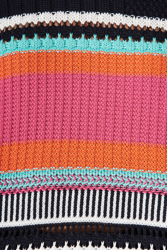 Domus Knit In Tangerine Multi Stripe Cotton Blend - fabric