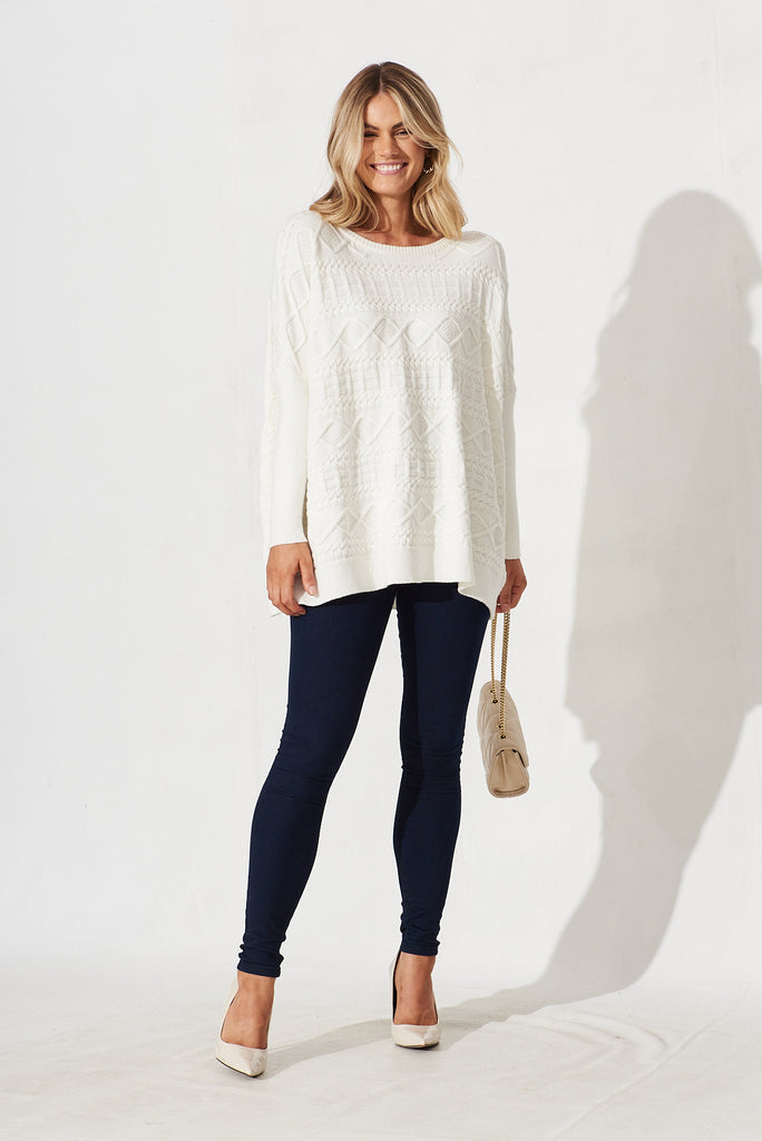 Holywell Knit In White Wool Blend - full length