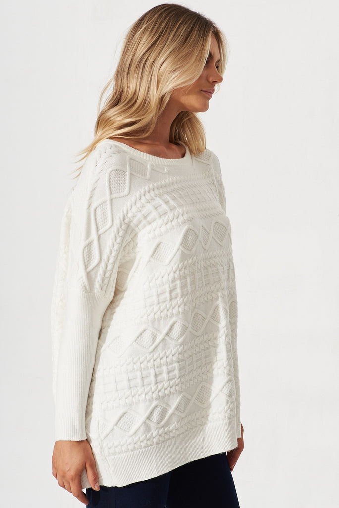 Holywell Knit In White Wool Blend - side