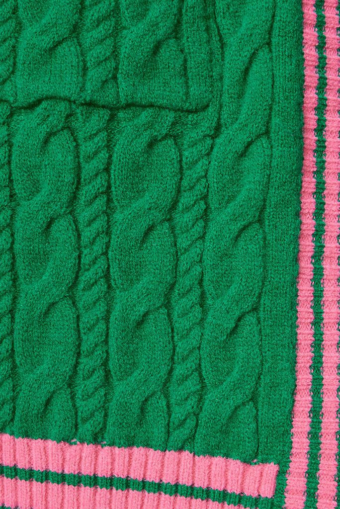Goldington Knit Cardigan In Emerald Wool Blend - fabric