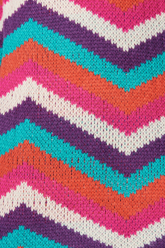 Syracuse Knit Cardigan In Dark Multi Geometric Cotton Blend - fabric