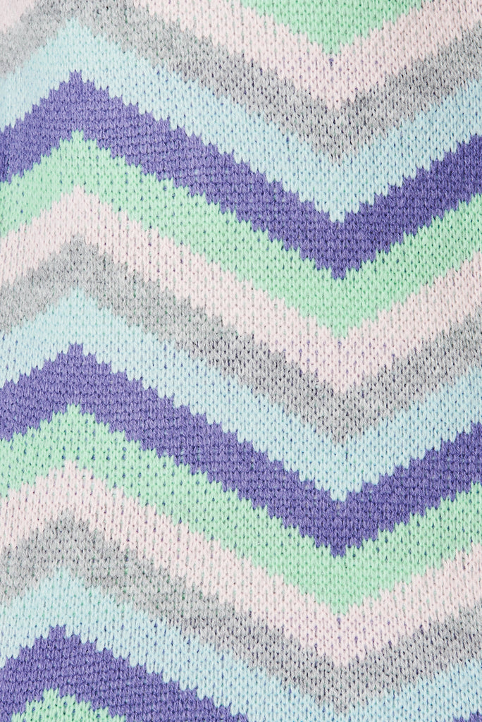 Syracuse Knit Cardigan In Pastel Multi Geometric Cotton Blend - fabric