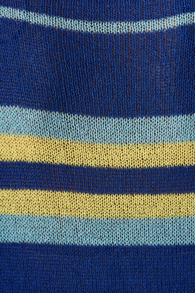 Monza Knit In Yellow And Blue Stripe Cotton Blend - fabric