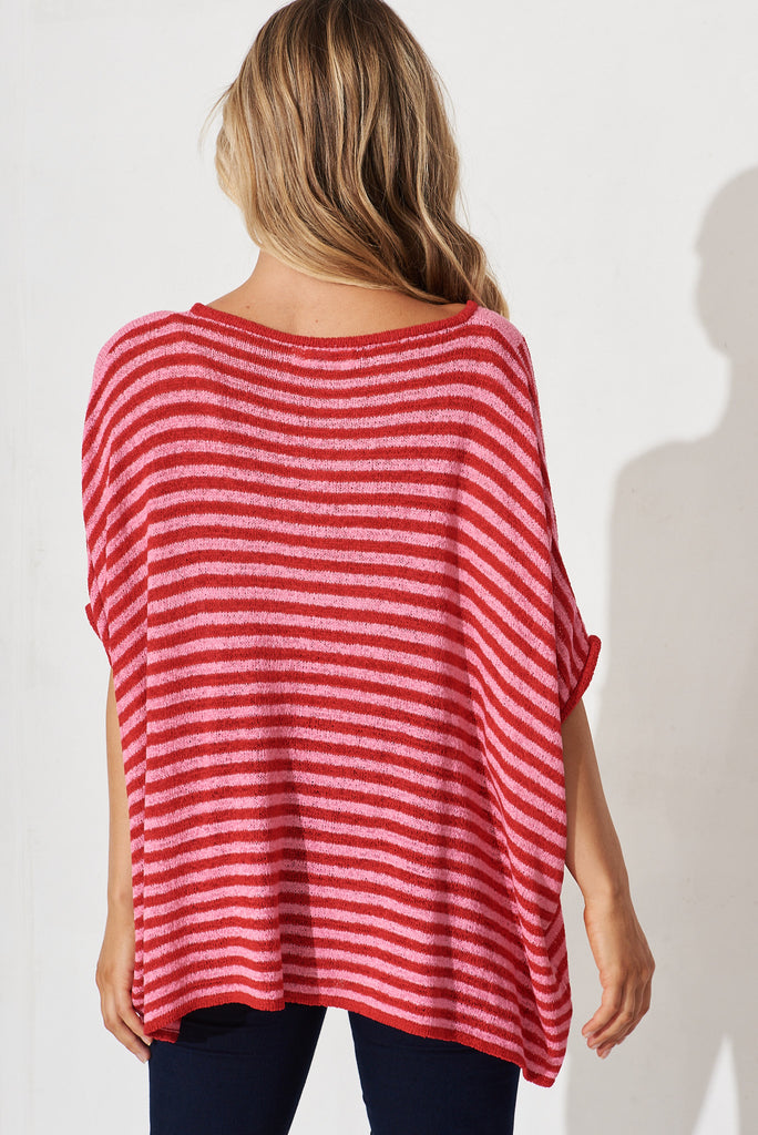 Matera Knit In Pink And Red Stripe - back