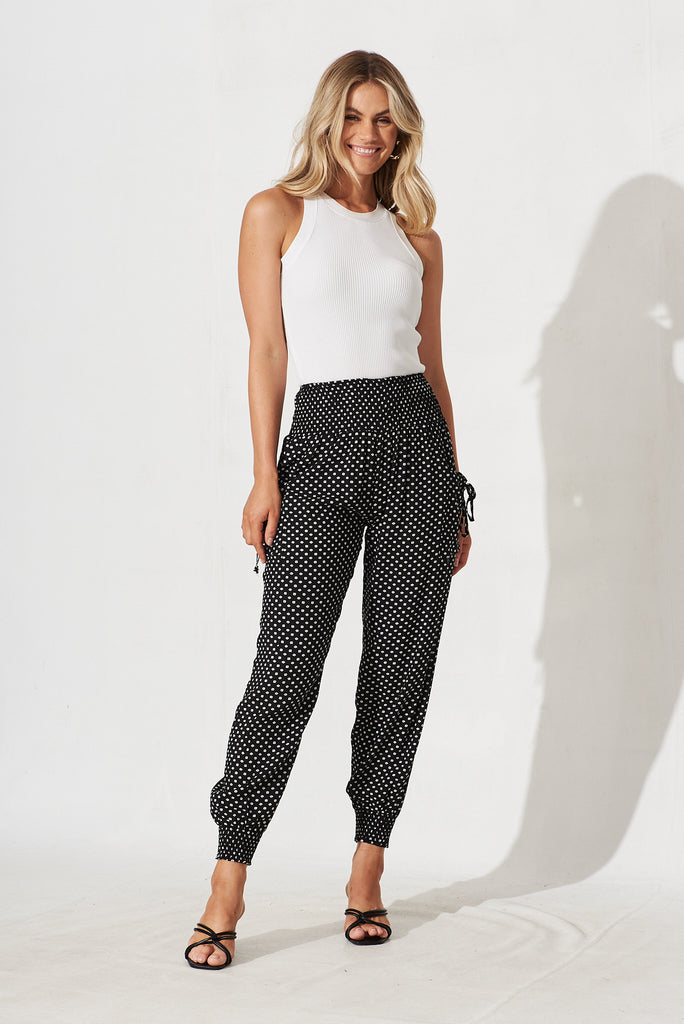 Gabby Lounge Pants In Black With White Spots - full length