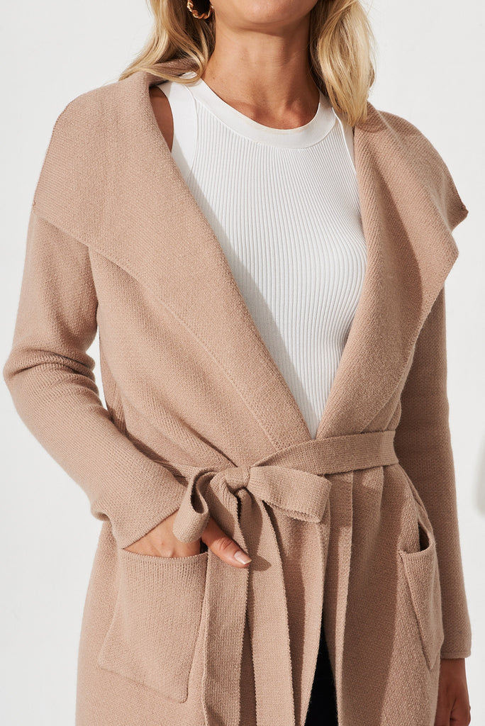 Fair Game Knit Cardigan In Brown Wool Blend - detail