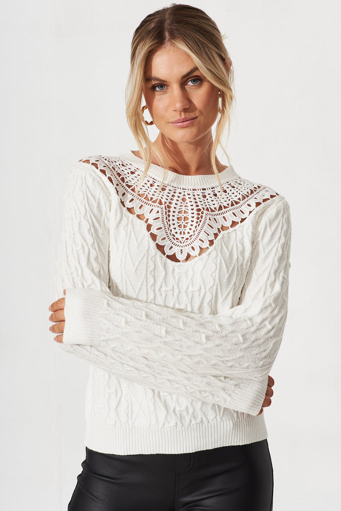Sherbrooke Knit In White Wool Blend - front