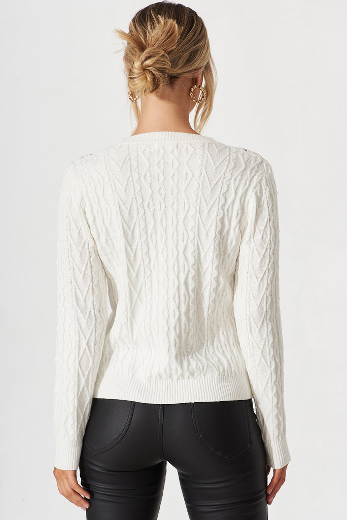 Sherbrooke Knit In White Wool Blend - back