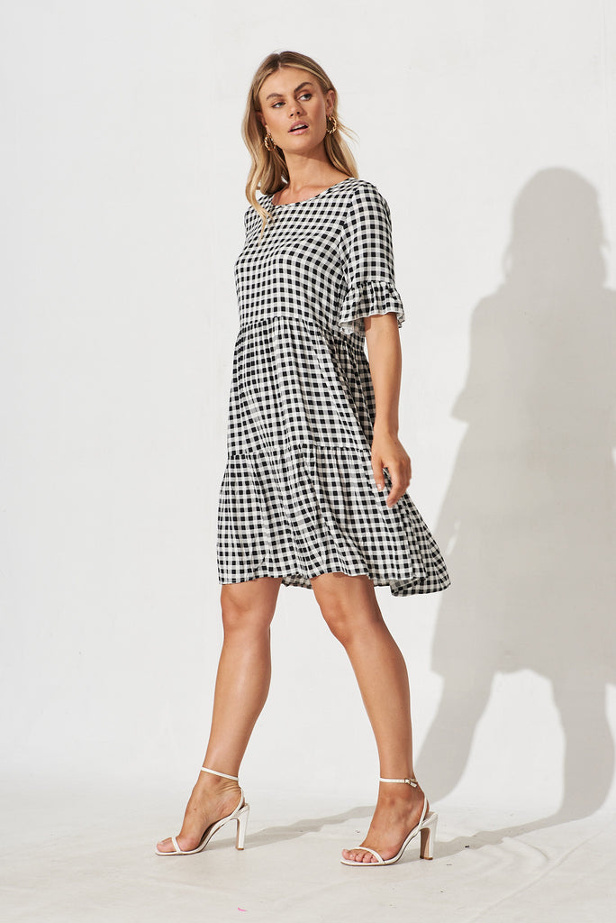 Malani Dress In Black With White Check - side
