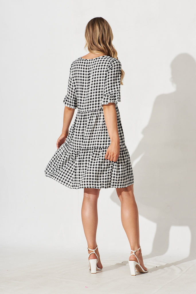 Malani Dress In Black With White Check - back