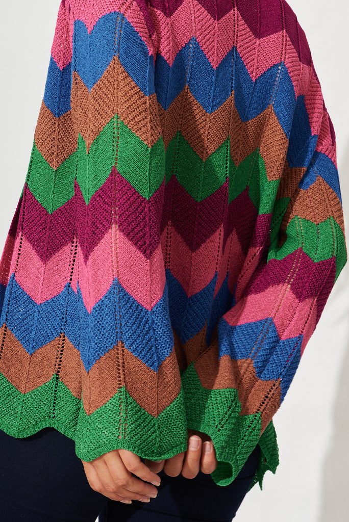 Maggiore Knit In Rainbow Multi Cotton Blend - detail